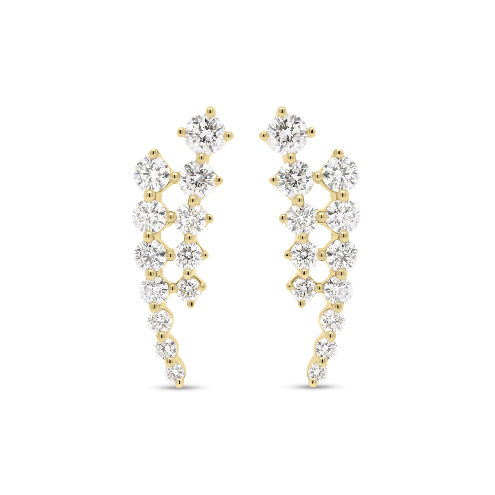 diamond double row crawler earrings - 14K gold weighing 2.31 grams  - 24 round diamonds totaling 0.92 carats