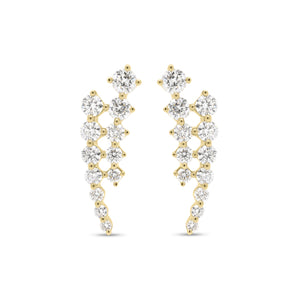 diamond double row crawler earrings - 14K gold weighing 2.31 grams  - 24 round diamonds totaling 0.92 carats