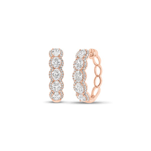 Diamond Oval Hoop Earrings - 18K gold weighing 5.68 grams  - 10 oval-shaped diamonds weighing 2.16 carats  - 112 round diamonds weighing 0.39 carats