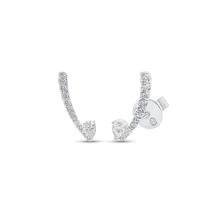 Pear-Shaped Diamond Crawler Earrings - 14K gold weighing 1.73 grams  - 2 pear-shaped diamonds weighing 0.22 carats  - 24 round diamonds weighing 0.24 carats