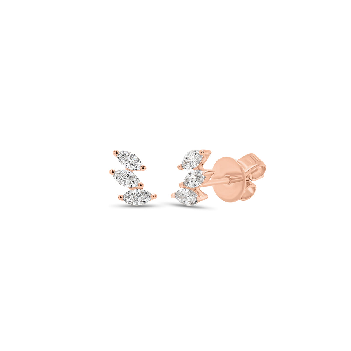 Marquise Diamond Stud Earring - 14K gold weighing 0.83 grams  - 6 marquise-shaped diamonds weighing 0.25 carats