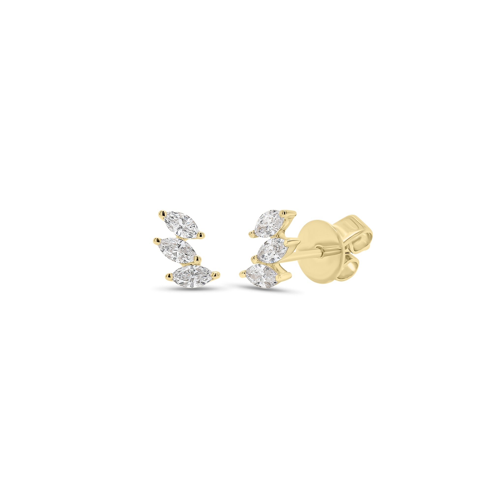 Marquise Diamond Stud Earring - 14K gold weighing 0.83 grams  - 6 marquise-shaped diamonds weighing 0.25 carats