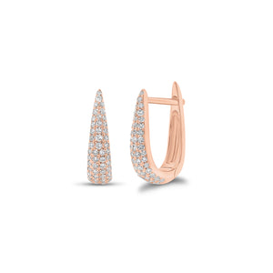 Pave Diamond Dome Huggie Earrings - 14K rose gold weighing 1.47 grams  - 96 round diamonds weighing 0.29 carats