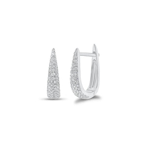 Pave Diamond Dome Huggie Earrings - 14K white gold weighing 1.47 grams  - 96 round diamonds weighing 0.29 carats