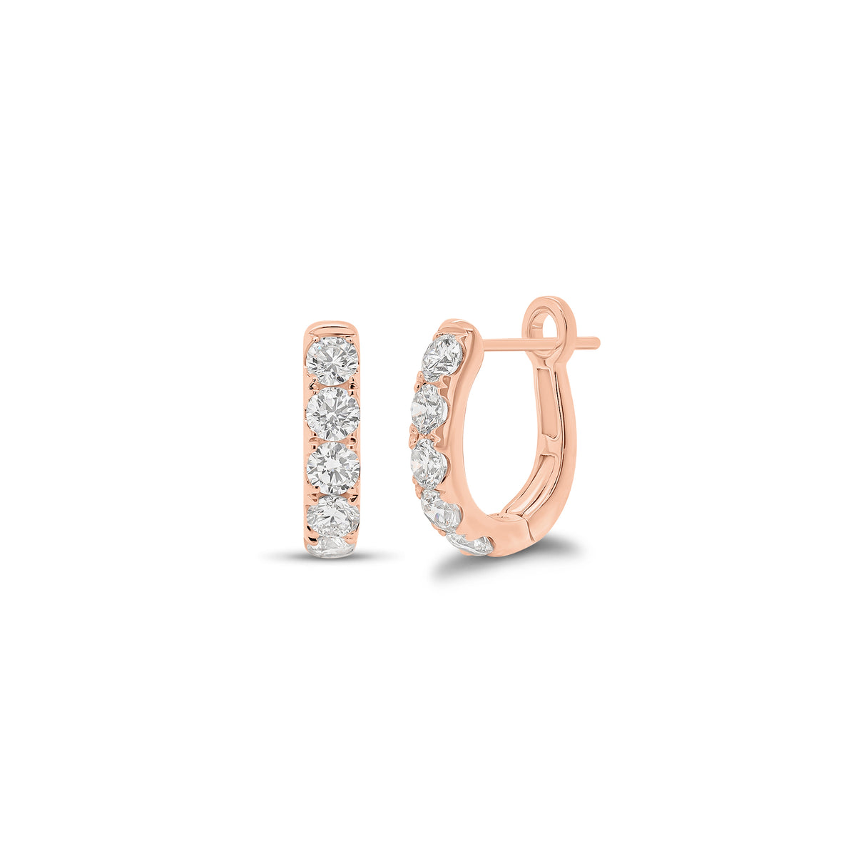 0.78 ct Diamond Huggie Earrings - 14K gold weighing 2.20 grams  - 10 round diamonds weighing 0.78 carats