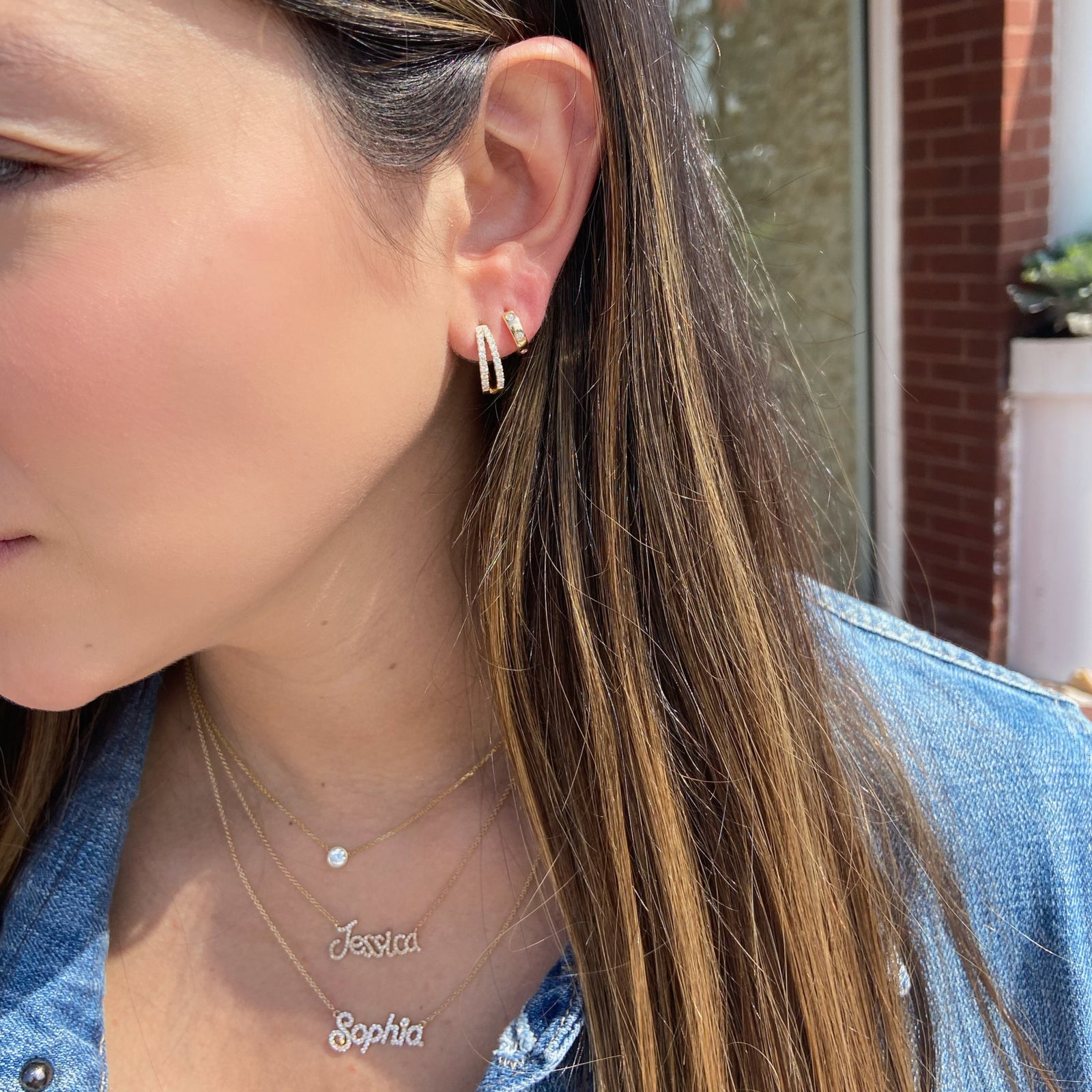 Diamond Split Huggie Earrings - 14K gold weighing 2.81 grams  - 40 round diamonds weighing 0.39 carats