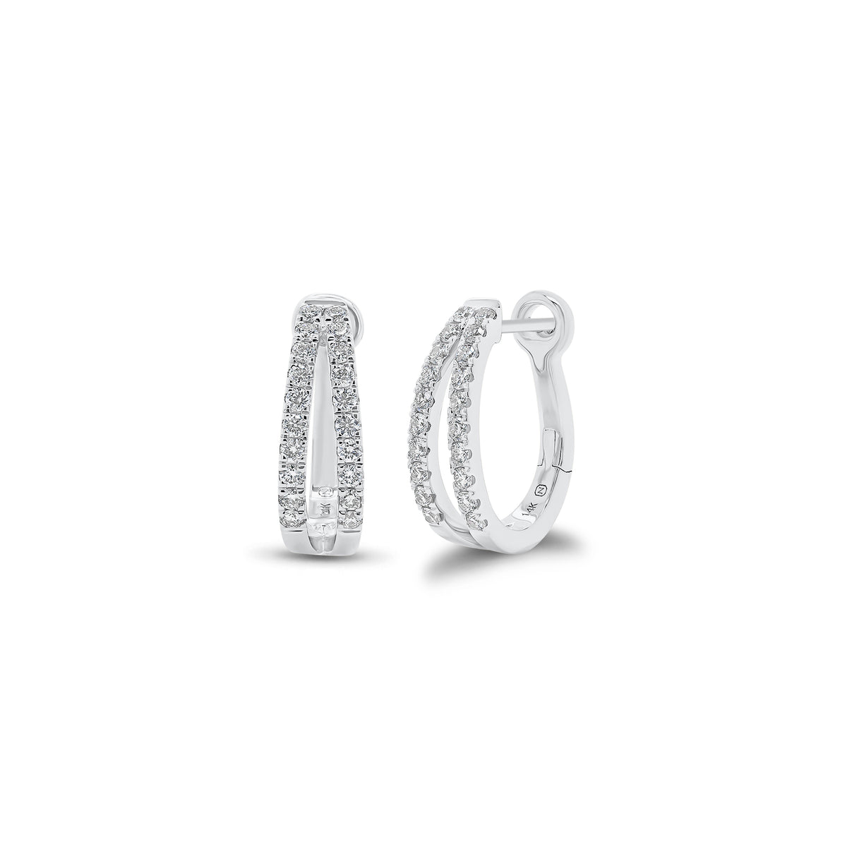 Diamond Split Huggie Earrings - 14K gold weighing 2.81 grams  - 40 round diamonds weighing 0.39 carats