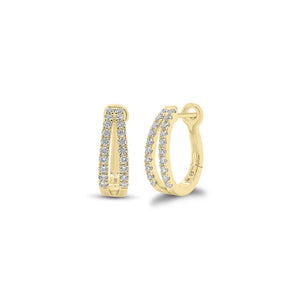 Diamond Split Huggie Earrings - 14K gold weighing 2.81 grams  - 40 round diamonds weighing 0.39 carats