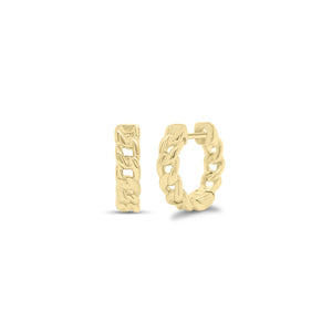 Gold Cuban Chain Huggie Earrings  - 14K gold weighing 2.03 grams