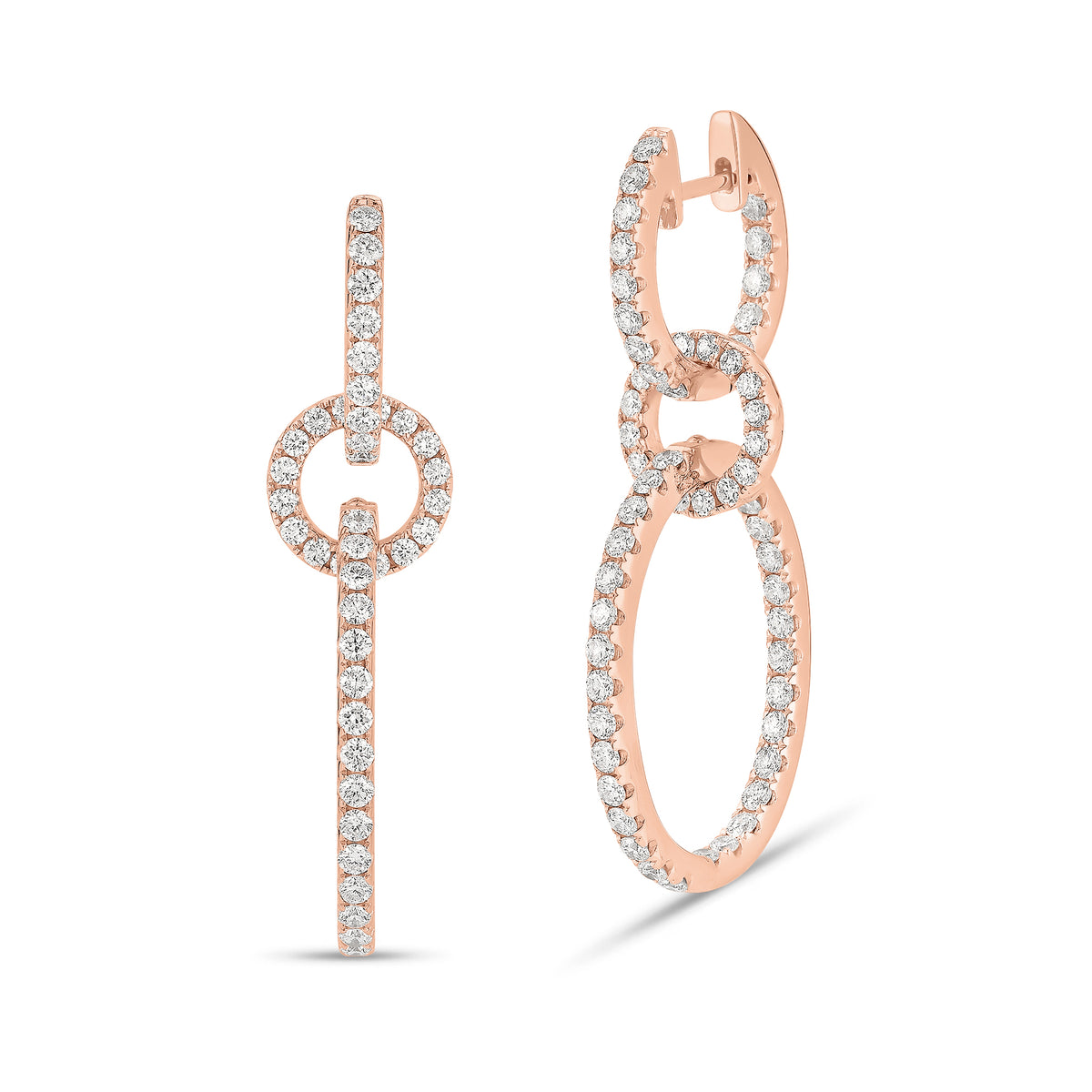 Diamond Interior & Exterior Multi-Hoop Earrings - 14K gold weighing 8.40 grams  - 118 round diamonds weighing 2.28 carats