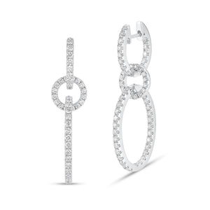 Diamond Interior & Exterior Multi-Hoop Earrings - 14K gold weighing 8.40 grams  - 118 round diamonds weighing 2.28 carats