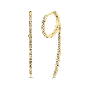 Diamond '9' huggie earrings - 14K gold  - 0.18 cts round diamonds