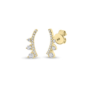 Graduated Diamond Arc Crawler Earrings - 14K yellow gold weighing 1.13 grams - 28 round diamonds totaling 0.27 cts