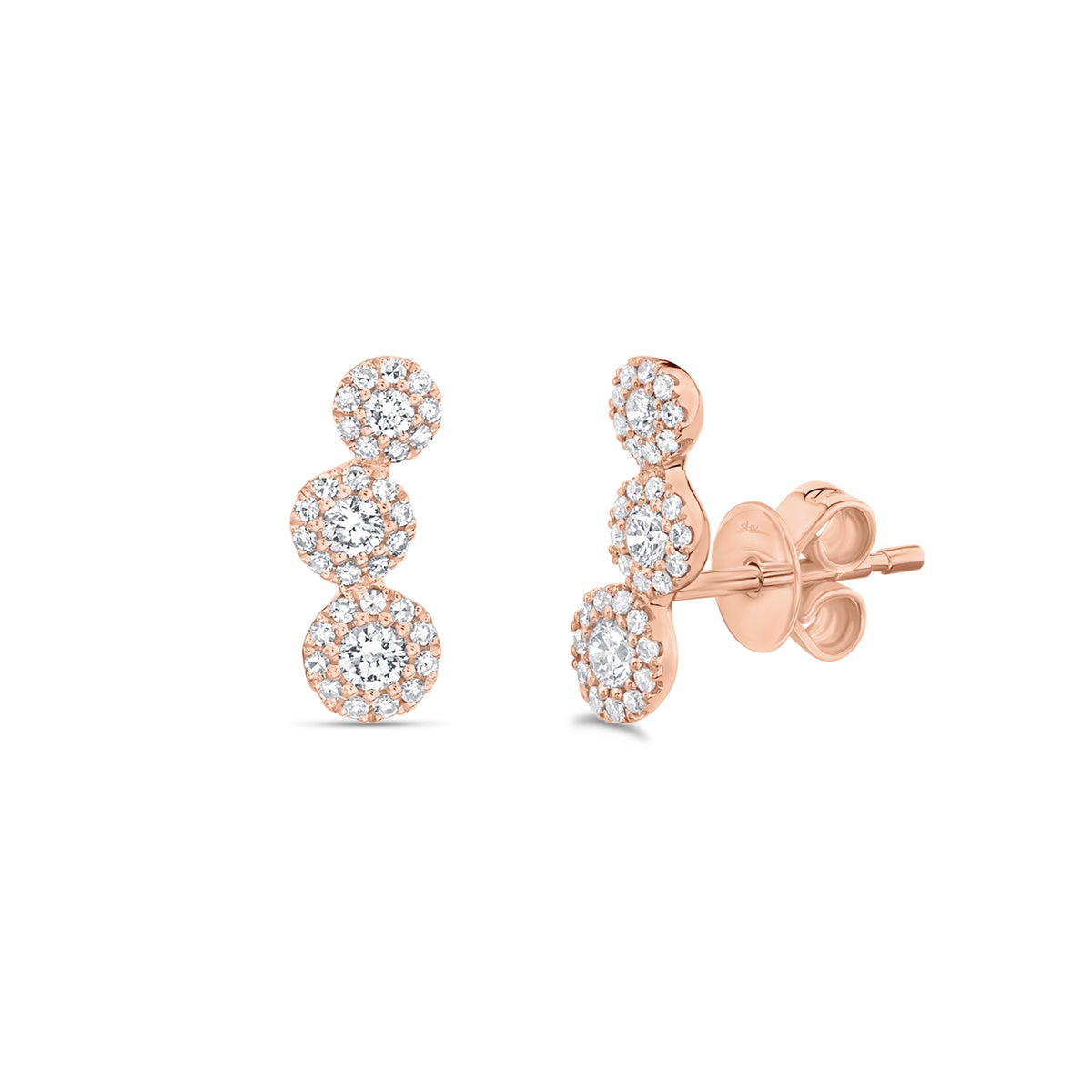 Diamond Halo Crawler Earrings - 14K rose gold - 0.36 cts round diamonds