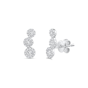 Diamond Halo Crawler Earrings - 14K white gold - 0.36 cts round diamonds