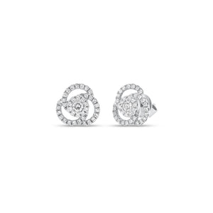 Diamond Rose Stud Earrings - 14K white gold weighing 1.60 grams - 74 round diamonds totaling 0.24 carats - 2 round diamonds totaling 0.08 carats