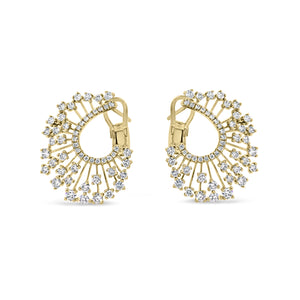 Diamond Starburst Earrings  -18K gold weighing 7.51 grams  -104 round diamonds totaling 2.04 carats