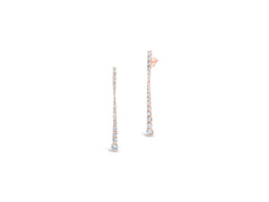 Shared Prong-Set Diamond Dangle Earrings -14K rose gold weighing 2.6 grams -36 round diamonds totaling 2.01 carats