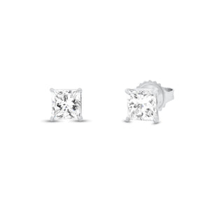 princess-cut diamond stud earrings - 14K gold  - 2 princess-cut diamonds totaling 2.0 carats (GIA-graded K color, VS1 clarity)