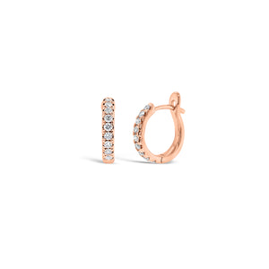Diamond Small Classic Huggie Earrings - 18K gold weighing 2.29 grams  - 18 round diamonds totaling 0.28 carats