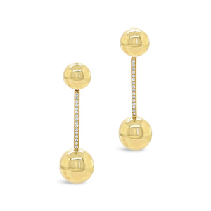 Gold Ball Drop Earrings with Diamonds  -14K gold weighing 12.50 grams  -0.30 tcw of round diamonds