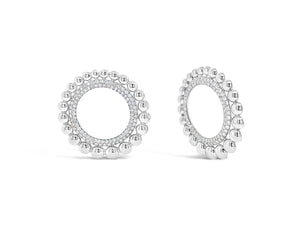 Diamond & Gold Beaded Circle Earrings  -14K gold weighing 14.2 grams  -188 round diamonds totaling 3.00 carats