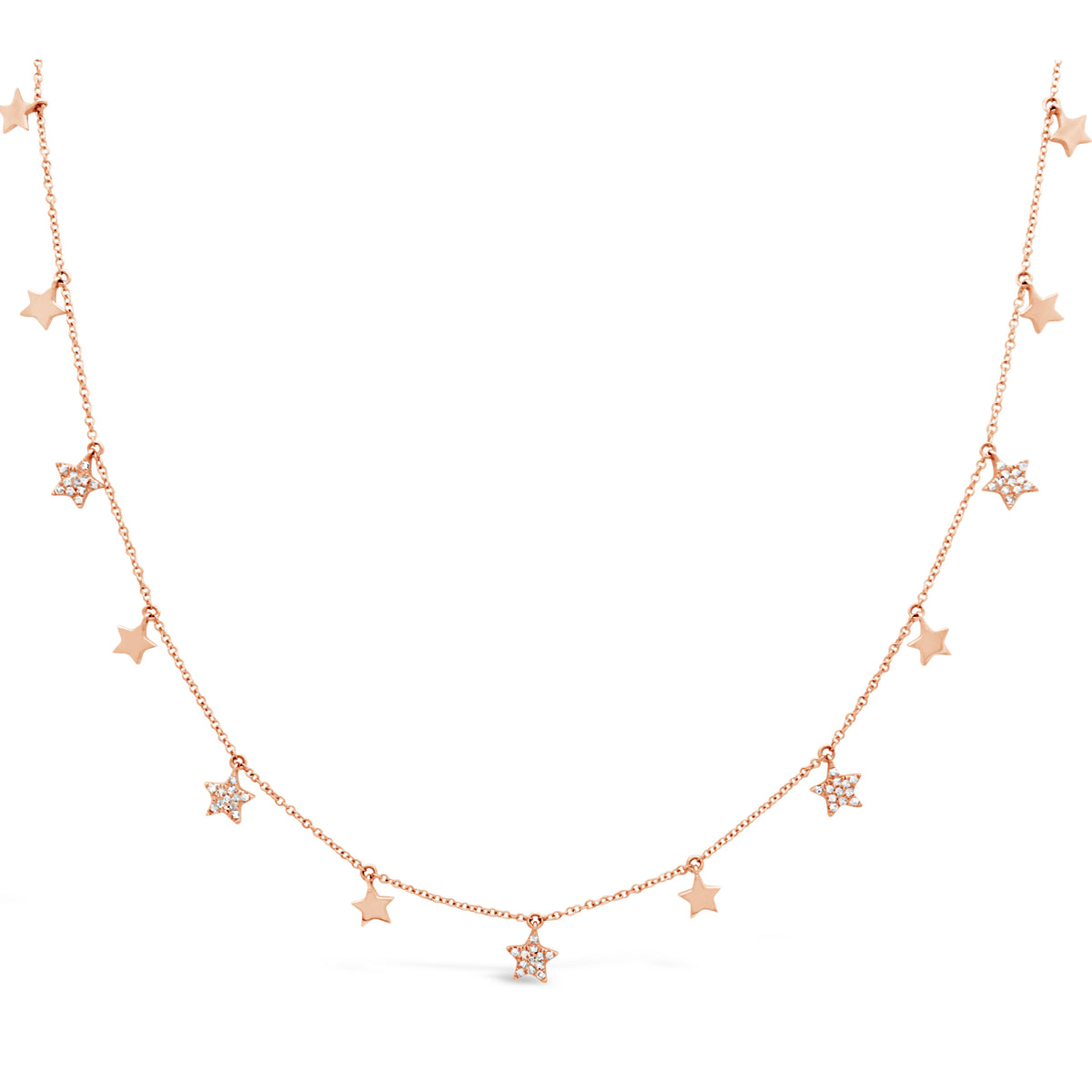 Diamond Twinkle Star Necklace  -14k gold weighing 3.35 grams  -60 round pave set diamonds weighing .19 carats