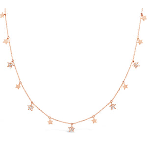 Diamond Twinkle Star Necklace  -14k gold weighing 3.35 grams  -60 round pave set diamonds weighing .19 carats