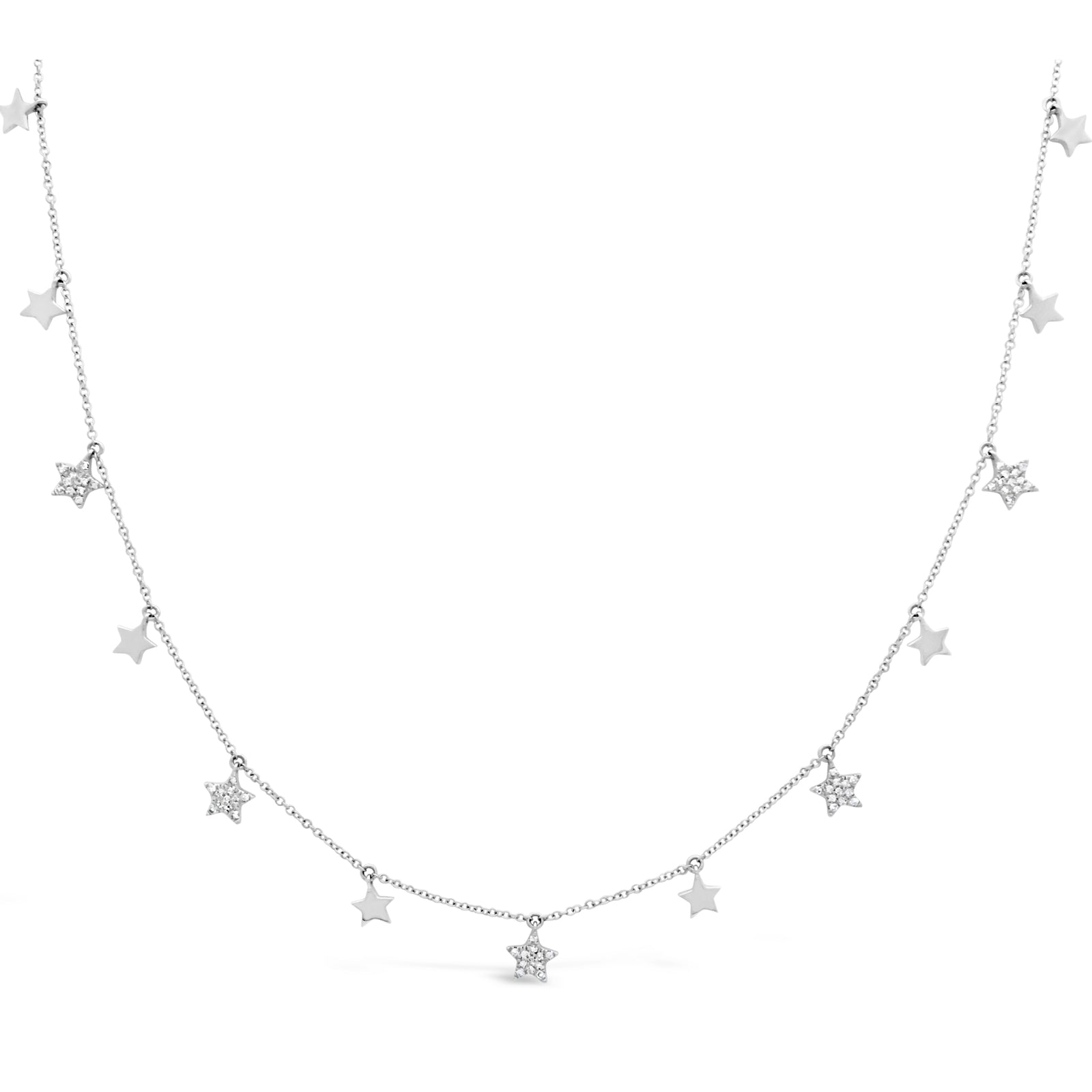 Diamond Twinkle Star Necklace  -14k gold weighing 3.35 grams  -60 round pave set diamonds weighing .19 carats
