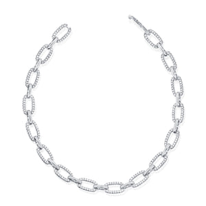 Diamond Chain Link Bracelet - 14K white gold weighing 9.25 grams - 256 round diamonds totaling 0.84 carats