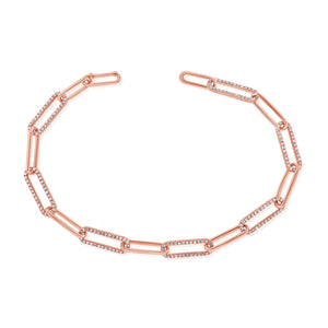 Diamond Paperclip Chain Bracelet - 14K rose gold weighing 5.42 grams - 420 round diamonds totaling 1.18 carats