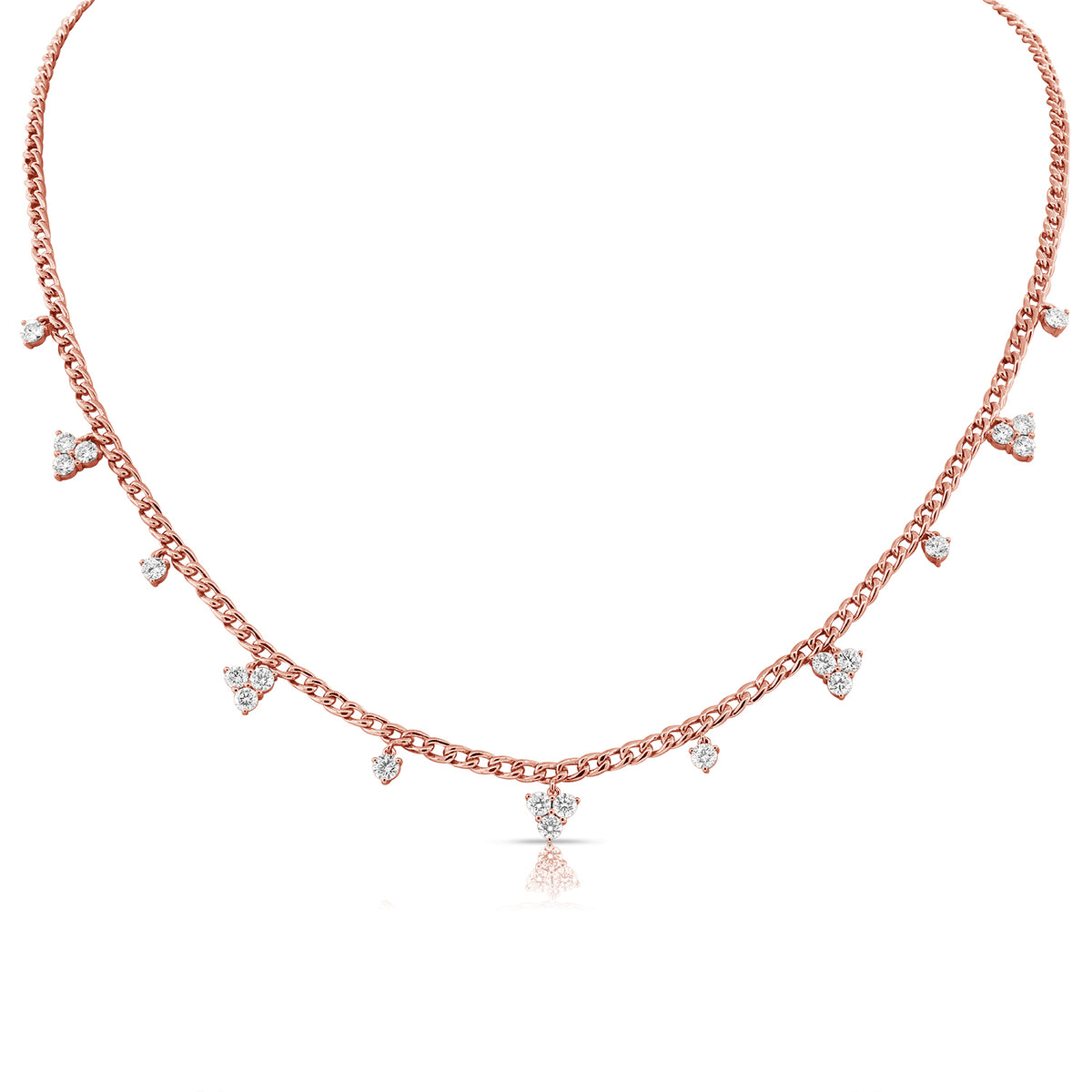 Diamond Cluster Drip Necklace  - 14K gold weighing 12.02 grams  - 21 round diamonds totaling 1.76 carats