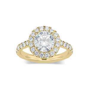 Round Halo Diamond Engagement Ring  - 32 round diamonds totaling 0.71 carats  - 2.31 GR gold weight
