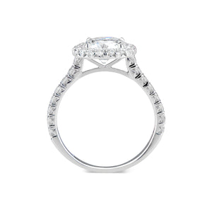 Round Halo Diamond Engagement Ring  - 32 round diamonds totaling 0.71 carats  - 2.31 GR gold weight