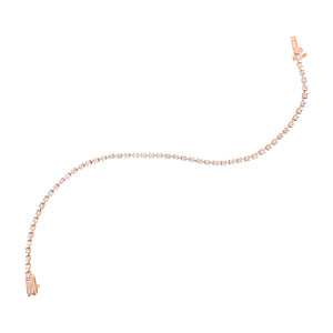 Prong-Set Diamond Fashion Bracelet -14k rose gold weighing 4.66 grams -56 round diamonds totaling 1.17 carats