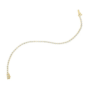 Prong-Set Diamond Fashion Bracelet -14k yellow gold weighing 4.66 grams -56 round diamonds totaling 1.17 carats