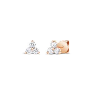 Diamond Three Stone Stud Earrings -14k gold weighing .80 grams -6 round diamonds weighing .32 grams 