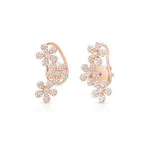 Diamond Daisy Crawler Earrings -14k rose gold weighing 1.89 grams -216 round diamonds weighing 0.36 carats