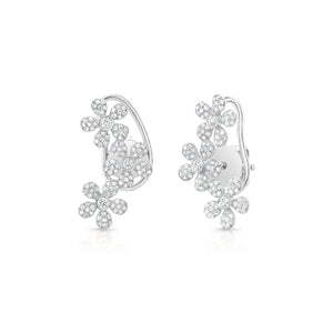 Diamond Daisy Crawler Earrings -14k white gold weighing 1.89 grams -216 round diamonds weighing 0.36 carats
