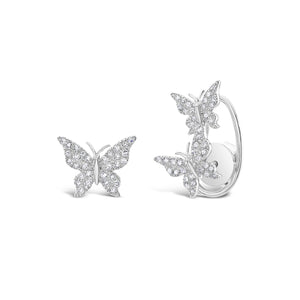 Diamond Butterfly Crawler Earrings - 14k gold weighing 1.50 grams - 70 round diamonds weighing .16 carats. 