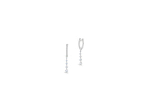 Gold huggie earring with prong-set diamond drop earrings -14k gold weighing 2.03 grams  -36 round diamonds weighing .46 carats