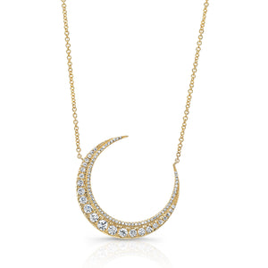 Diamond Large Crescent Moon Pendant Necklace