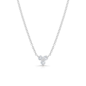 Diamond Three-Stone Necklace -14K gold weighing 1.58 grams -3 round diamonds totaling .20 carats