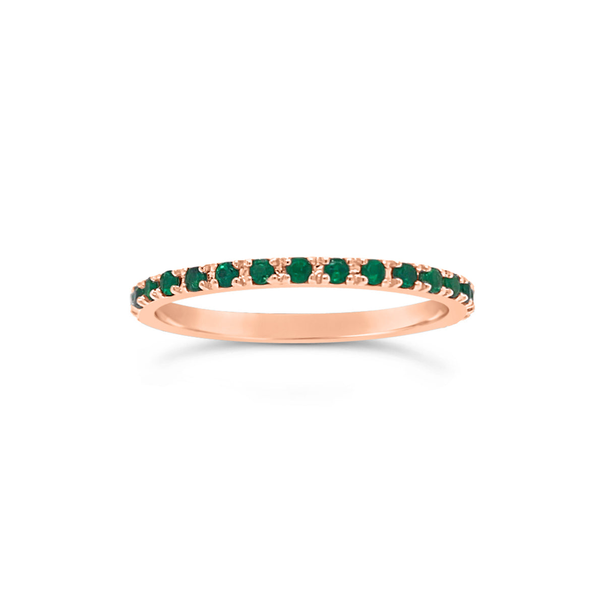 Emerald Eternity Band  - 14k gold weighting 1.19 grams.  - 30 emeralds totaling 0.37