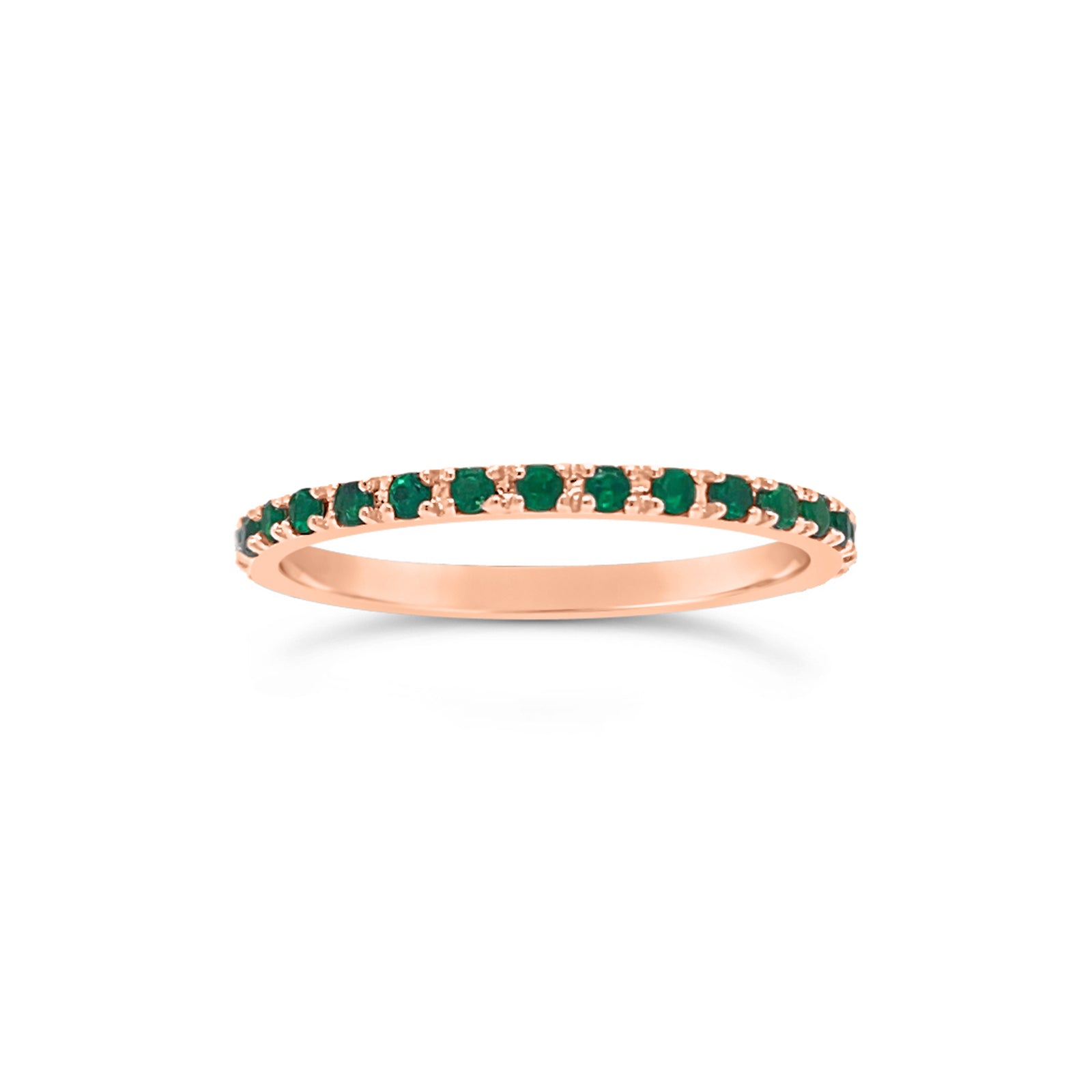 Emerald Eternity Band  - 14k gold weighting 1.19 grams.  - 30 emeralds totaling 0.37