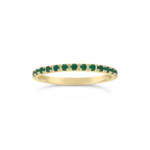 Emerald Eternity Band  - 14k gold weighting 1.19 grams.  - 30 emeralds totaling 0.37