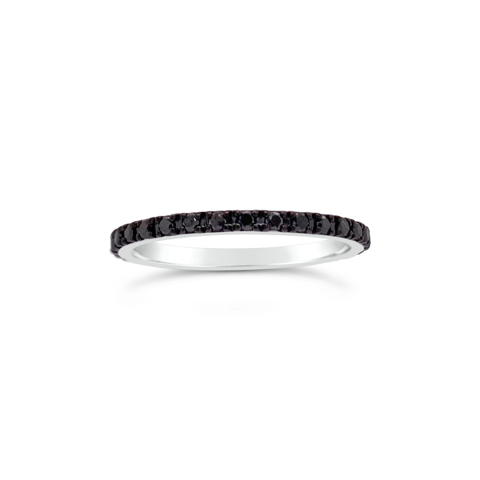 Black Diamond Eternity Band  -30 round black diamonds totaling 0.35 carats.  -14kt gold with black rhodium weighting 1.19 grams.