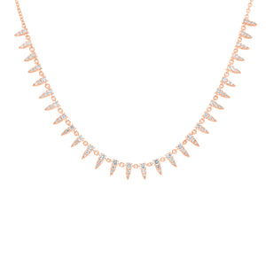 Diamond Dainty Spike Necklace  -14K gold weighing 5.0 grams  -87 round diamonds totaling 1.18 carats