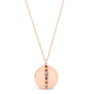 Diamond & Multicolor Gemstone Locket Necklace The perfect gift for any milestone. - 14k rose gold locket necklace - 0.02 total carat weight (diamonds) - 0.14 total carat weight (multicolor gems)