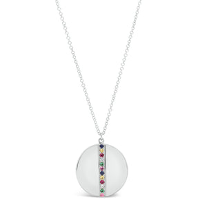 Diamond & Multicolor Gemstone Locket Necklace The perfect gift for any milestone. - 14k white gold locket necklace - 0.02 total carat weight (diamonds) - 0.14 total carat weight (multicolor gems)